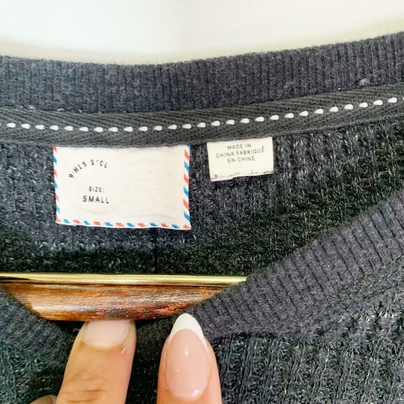Anthropologie Postmark Women’s Small Gray Waffle Knit Long Sleeve Top - Picture 8 of 15